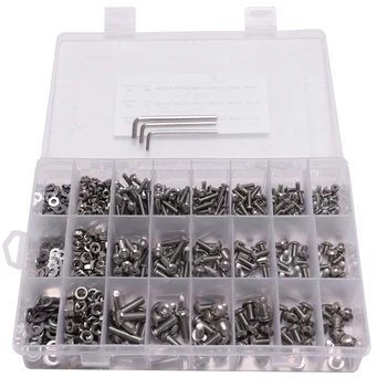 304 Stainless Steel Screws and Nuts M3 M4 M5 Hex Socket Head Cap Screws Assortment Set Kit with Storage Box (900 x Hex Button He
304 Stainless Steel Screws and Nuts M3 M4 M5 Hex Socket Head Cap Screws Assortment Set Kit with Storage Box (900 x Hex Button He