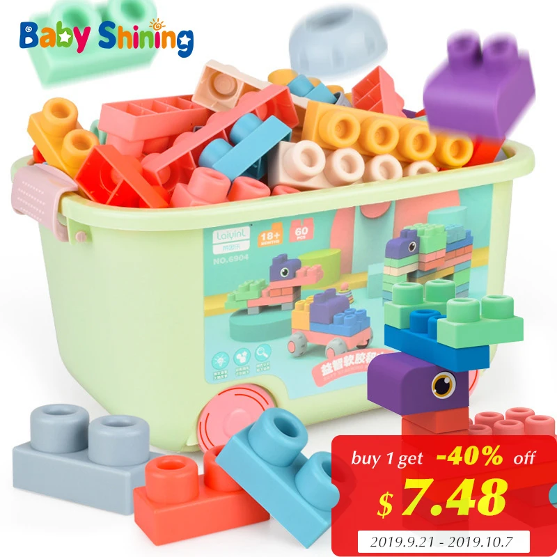 Baby Shining Super Large Particle Building Blocks Baby Soft Rubber Can Bite Color Rubber Puzzle Spell Inserting DIY Blocks Toys
Baby Shining Super Large Particle Building Blocks Baby Soft Rubber Can Bite Color Rubber Puzzle Spell Inserting DIY Blocks Toys