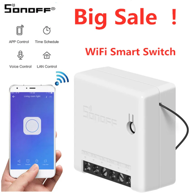 Sonoff MINI Big Sale DIY Smart Switch Small Body Remote Control Wifi Switch Support External Switch Work with Alexa Google Home
Sonoff MINI Big Sale DIY Smart Switch Small Body Remote Control Wifi Switch Support External Switch Work with Alexa Google Home
