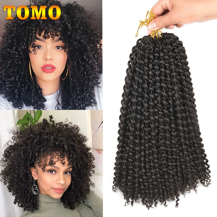 

TOMO Marlybob Synthetic Crochet Braids 12 Inch Afro Kinky Curly Braids Hair Ombre Jerry Curl Braiding Hair Extensions For Women