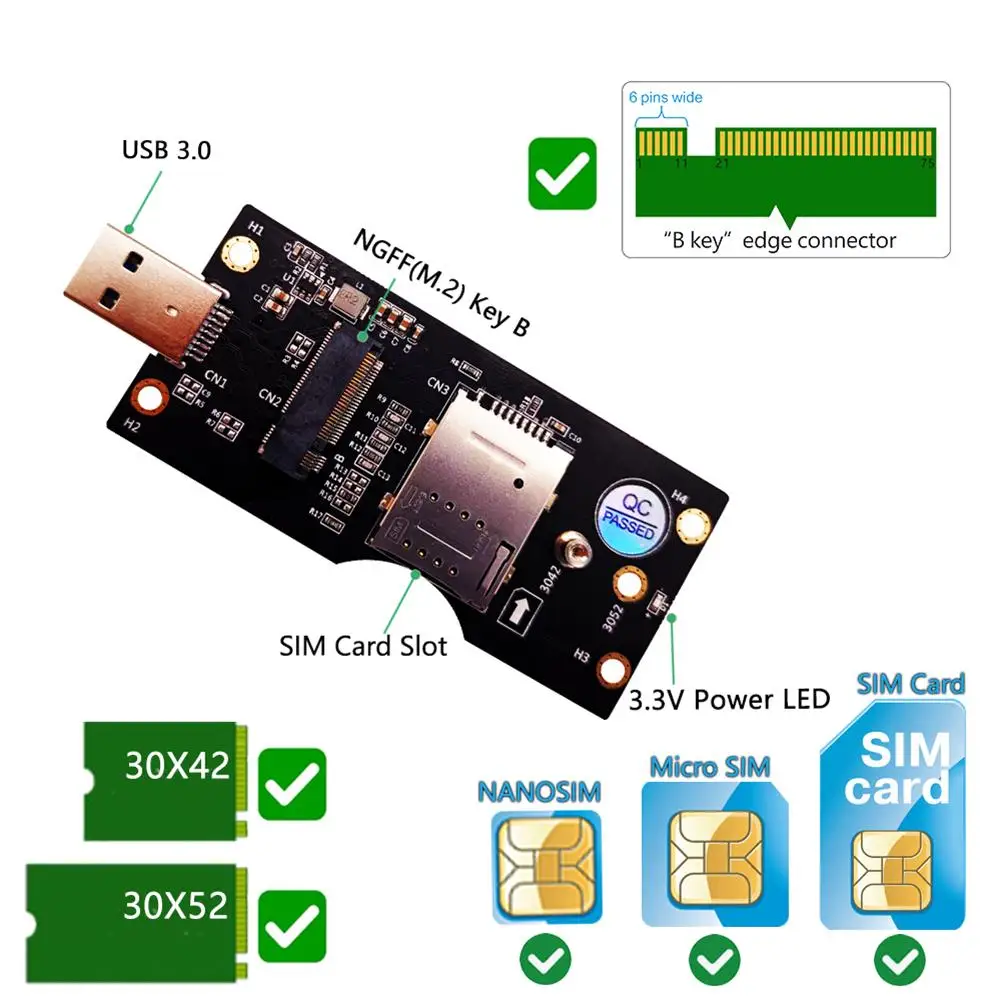 NGFF M.2 Key B to USB 3.0 Adapter Riser Card Converter for Desktop PC Laptop | Компьютеры и офис