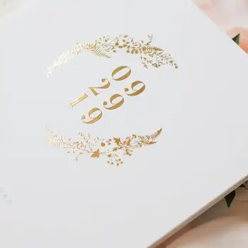 개인화 된 금박 식물 결혼식 방명록 달필 이름 책 아기 샤워 저널, 암탉 밤 로그인 색상 선택