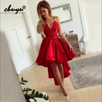 Red Homecoming Dresses Party Dresses Spaghetti Straps Hi Low Satin Mini Prom Gown vestidos de graduacion Dress 
Red Homecoming Dresses Party Dresses Spaghetti Straps Hi Low Satin Mini Prom Gown vestidos de graduacion Dress