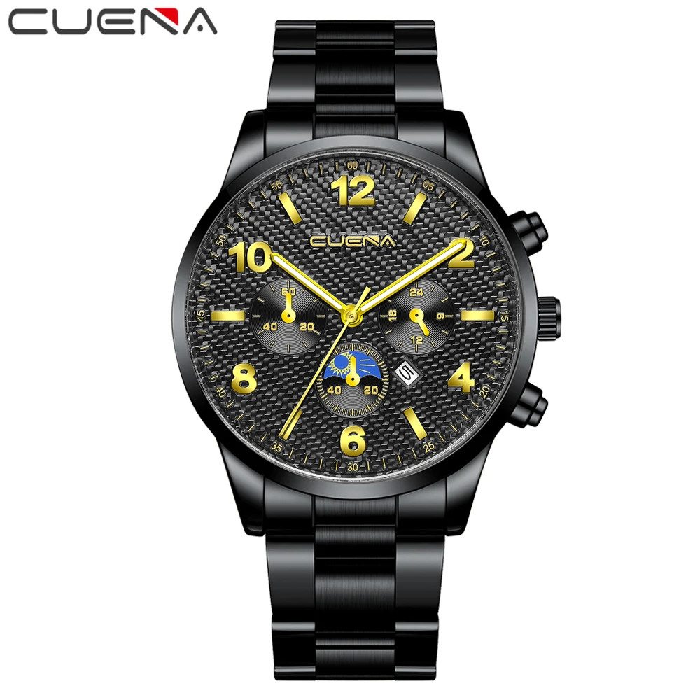 CUENA Men Watch Top Brand Luxury Sports Quartz Mens Watches Full Steel Waterproof Chronograph Wristwatch Men Relogio
CUENA Men Watch Top Brand Luxury Sports Quartz Mens Watches Full Steel Waterproof Chronograph Wristwatch Men Relogio