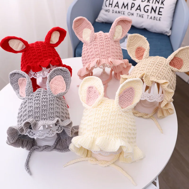 Baby Woolen Cap with Earmuffs Sweeter Winter Lace-up Hat Knitted Cute Rabbit Ears Warm Hat For Girls 48cm Fit 6-24M
Baby Woolen Cap with Earmuffs Sweeter Winter Lace-up Hat Knitted Cute Rabbit Ears Warm Hat For Girls 48cm Fit 6-24M