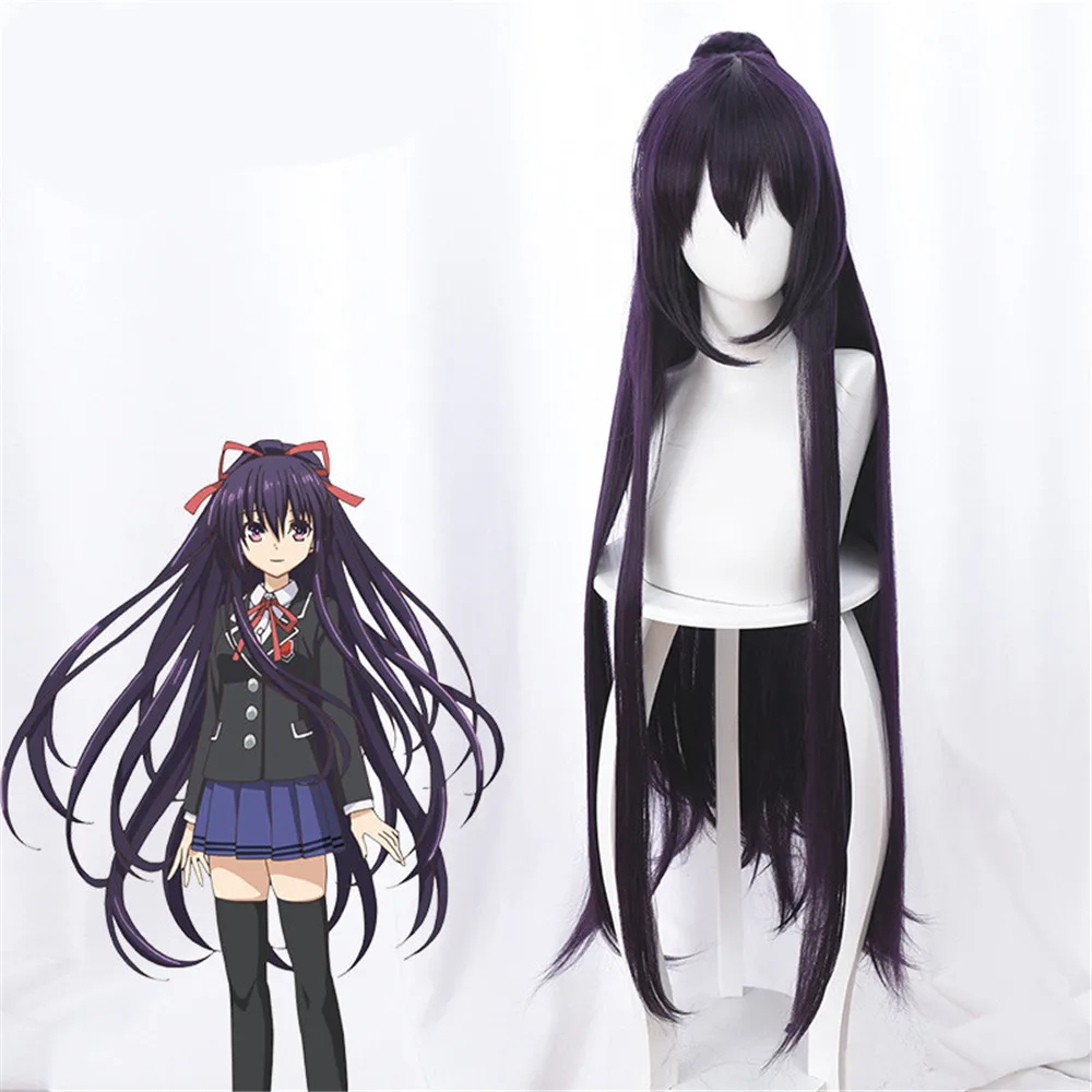 

New Japanese anime DATE A LIVE 3 Tokisaki Kurumi Wig Cosplay Yatogami Tohka Dark purple long hair Horsetail wig Cosplay