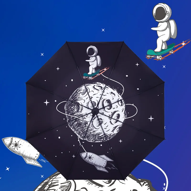 Automatic Umbrella Cartoon Space Printing Vinyl Umbrellas Women's Three-fold Sun Umbrella Portable Clear Umbrella
Automatic Umbrella Cartoon Space Printing Vinyl Umbrellas Women's Three-fold Sun Umbrella Portable Clear Umbrella