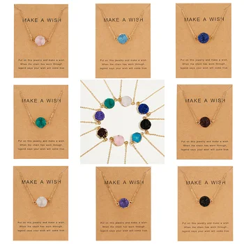 Rinhoo Wish Card Jewelry Gift Round Pendant Necklace Natural Stone Quartz Druzy Stone Link Chain Necklace for Women Collars
Rinhoo Wish Card Jewelry Gift Round Pendant Necklace Natural Stone Quartz Druzy Stone Link Chain Necklace for Women Collars