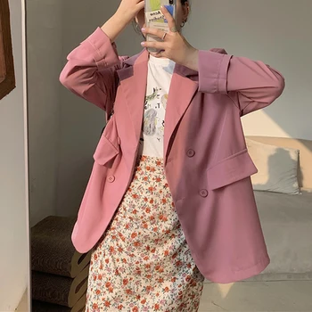 chic Loose Double-breasted Women Blazer Summer Thin Female Suit Jacket Casual Full Sleeve Outwear blaser femme 2020
chic Loose Double-breasted Women Blazer Summer Thin Female Suit Jacket Casual Full Sleeve Outwear blaser femme 2020