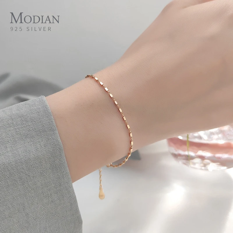 Modian Simple Chain Bracelet Real 100% 925 Sterling Silver Square Chain Link Original Bracelet for Women Brithday Gift Jewelry
Modian Simple Chain Bracelet Real 100% 925 Sterling Silver Square Chain Link Original Bracelet for Women Brithday Gift Jewelry