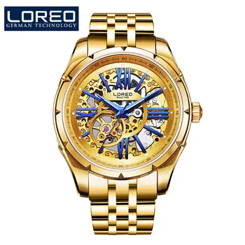 Fashion LOREO men watch Automatic Tourbillon Waterproof Watches shock resistant Skeleton male clock Gold watch relogio mecanico 
Fashion LOREO men watch Automatic Tourbillon Waterproof Watches shock resistant Skeleton male clock Gold watch relogio mecanico