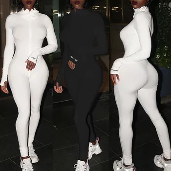 Women Ribbed Rompers Sporty Fitness Embroidery Letter Print Zipper Jumpsuit 2020 High Quality Elastic Fitness Slim Jumpsuits
Women Ribbed Rompers Sporty Fitness Embroidery Letter Print Zipper Jumpsuit 2020 High Quality Elastic Fitness Slim Jumpsuits