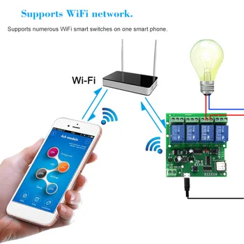 Smart WIFI Switch Module 4CH DC5V 32V 220V Relays Wireless WIFI Switch EWeLink APP Remote Control Voice Control Compatible Alexa
Smart WIFI Switch Module 4CH DC5V 32V 220V Relays Wireless WIFI Switch EWeLink APP Remote Control Voice Control Compatible Alexa