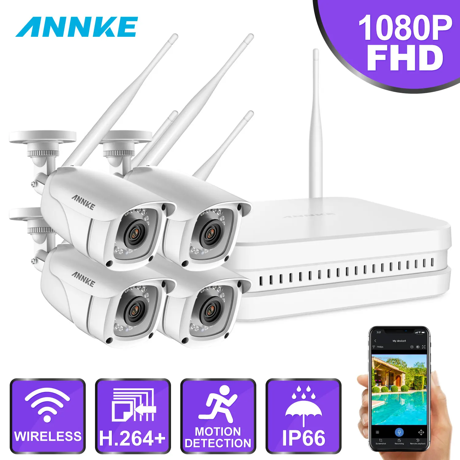 ANNKE 8CH 1080P FHD Wireless Video Security NVR System With 4X 6X 8X 2MP Bullet Outdoor Waterproof IP WIFI Cameras Home CCTV Kit
ANNKE 8CH 1080P FHD Wireless Video Security NVR System With 4X 6X 8X 2MP Bullet Outdoor Waterproof IP WIFI Cameras Home CCTV Kit