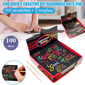 Children DIY Scratch Painting Scratch Notes Set Scratch Doodle Art with 100 Holographic Rainbow Paper 2 Stylus FJ88
Children DIY Scratch Painting Scratch Notes Set Scratch Doodle Art with 100 Holographic Rainbow Paper 2 Stylus FJ88