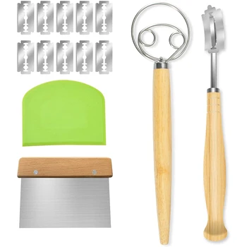 Dough Whisk and Bread Lame Stainless Steel Tool Set, 2PCS Dough Scraper with 10 Replacement Blades for Dessert Bread
Dough Whisk and Bread Lame Stainless Steel Tool Set, 2PCS Dough Scraper with 10 Replacement Blades for Dessert Bread