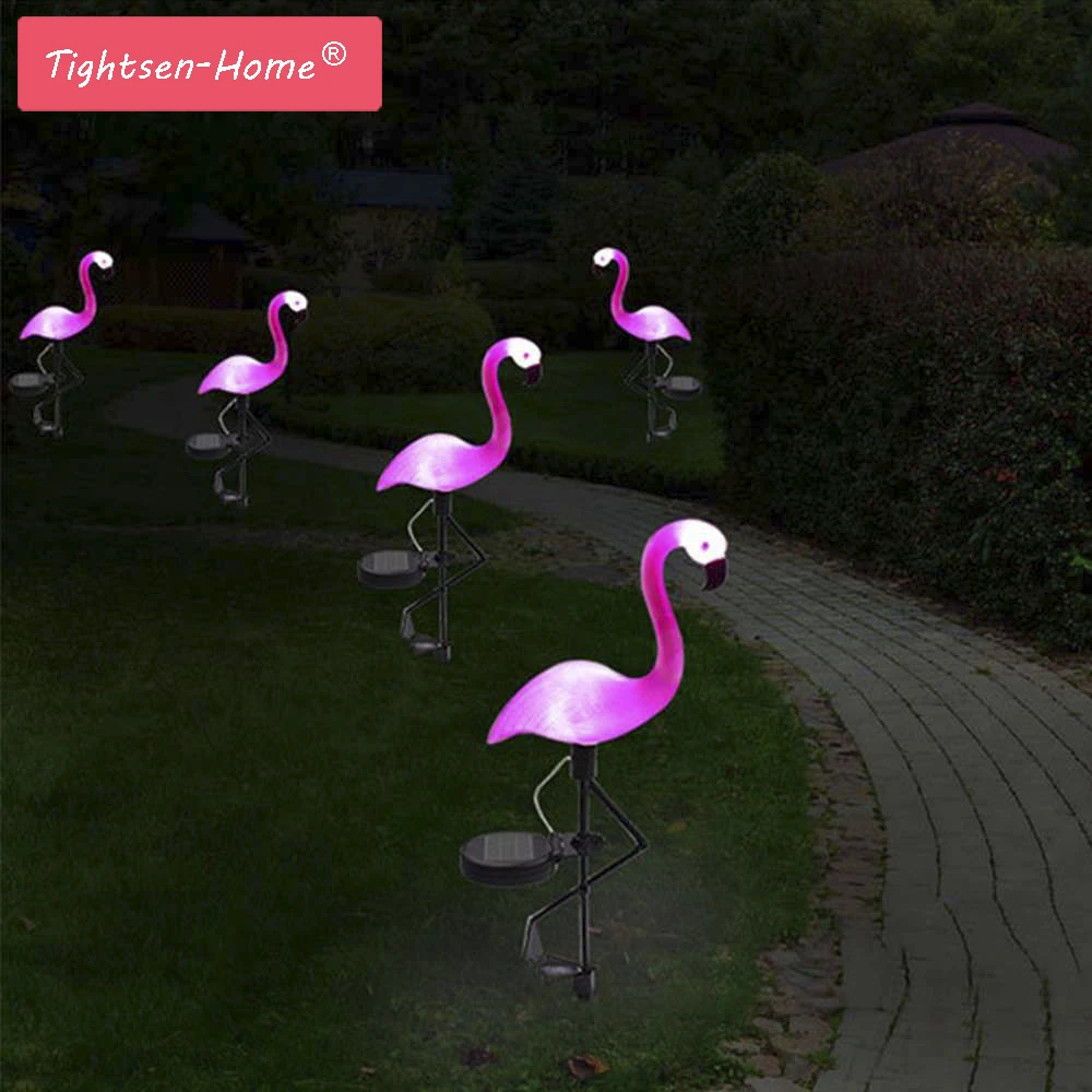 3Pcs//Set Energie Solaire Rose Flamingo Yard Jardin Paysage Lampe Décor