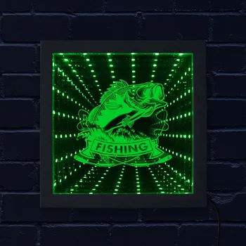 Fishing Club Infinity Mirror Frame Fishing Bass 3D LED Illuminated Mirrors Fish With Rod Fisherman Tunnel Vision Mirrored light
Fishing Club Infinity Mirror Frame Fishing Bass 3D LED Illuminated Mirrors Fish With Rod Fisherman Tunnel Vision Mirrored light