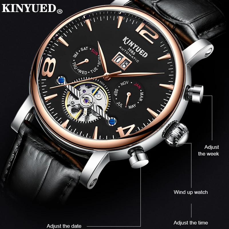KINYUED Men's Classic Openwork Waterproof Mechanical Watch Weekly Display Calendar Automatic Watch Free Shipping Men`s Watches
KINYUED Men's Classic Openwork Waterproof Mechanical Watch Weekly Display Calendar Automatic Watch Free Shipping Men`s Watches