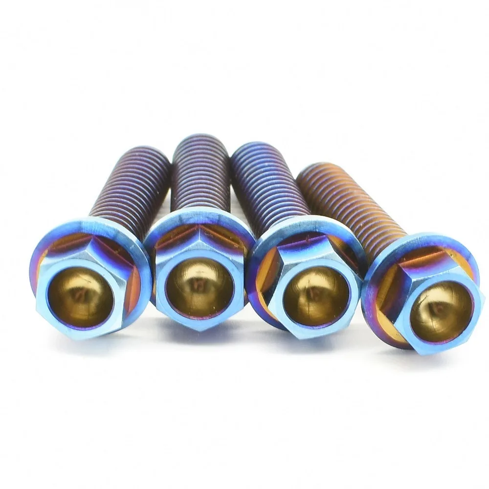 Titanium bolts M6 Flange head burned blue color (5)