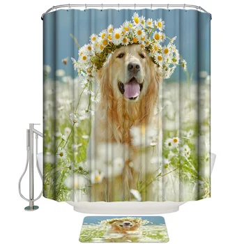 Cute Dog With Daisy Wreath Shower Curtain Set and Anti-slip Floor Mat Outdoor Rugs
Cute Dog With Daisy Wreath Shower Curtain Set and Anti-slip Floor Mat Outdoor Rugs