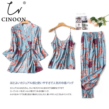 CINOON 3 PCS New Fashion Ladies Pajamas Set Floral Printed Cotton Silk Blend Fresh Style Sleepwear Set M-XXL Loungewear
CINOON 3 PCS New Fashion Ladies Pajamas Set Floral Printed Cotton Silk Blend Fresh Style Sleepwear Set M-XXL Loungewear