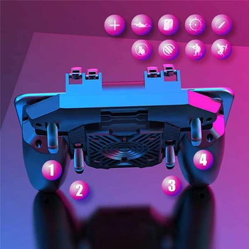 Six Finger Game Controller for PUBG Mobile Games L1 R1 Game Trigger Gamepad with Rechargeable Cooling Fan for IOS Android Phones
Six Finger Game Controller for PUBG Mobile Games L1 R1 Game Trigger Gamepad with Rechargeable Cooling Fan for IOS Android Phones