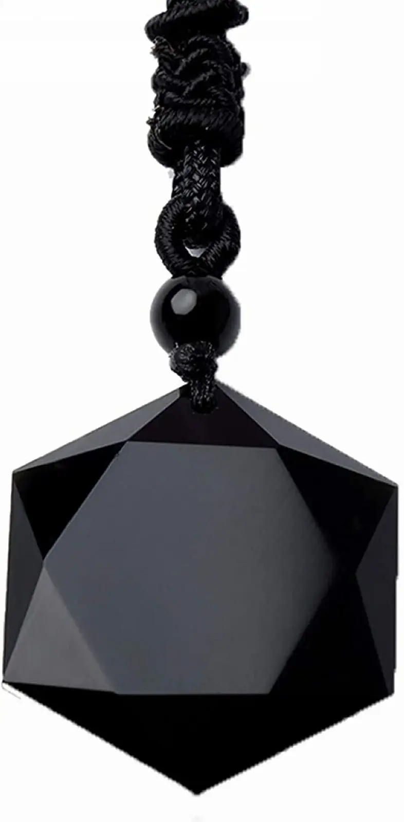 Фото Натуральный черный обсидиан гексаграмма амулет со звездой кулон ожерелье для