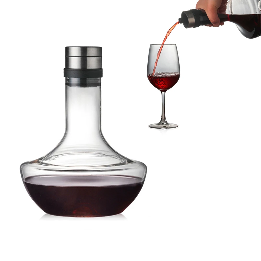 

1000ML Decanter Glass Brandy Champagne Hand-Held Fast Decanter Enhancing Wine Bottle Jug Pourer Aerator For Family Bar