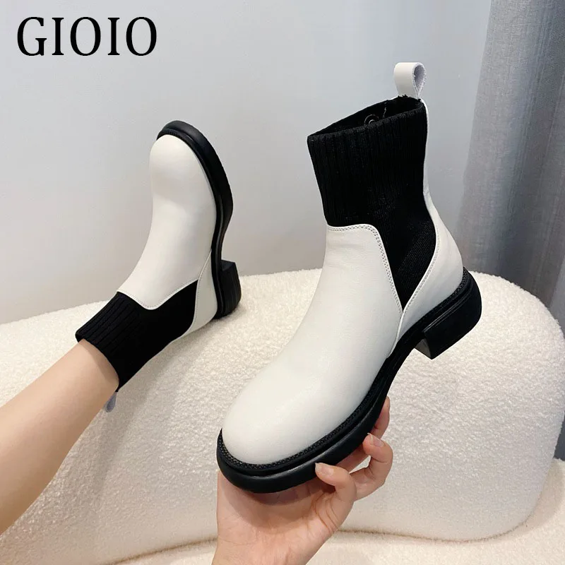 

Gioio Ins Hot Women Black Ankle boots Fashion lady Winter White High heel khaki Boots army green Lady Causal Warm Shoes