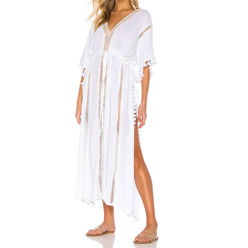 2019 Sexy Hollow Out High Waist Half Sleeve Side Split Summer Beach Dress Robe Plus Size Women Beachwear White Cotton Tunic N939
2019 Sexy Hollow Out High Waist Half Sleeve Side Split Summer Beach Dress Robe Plus Size Women Beachwear White Cotton Tunic N939