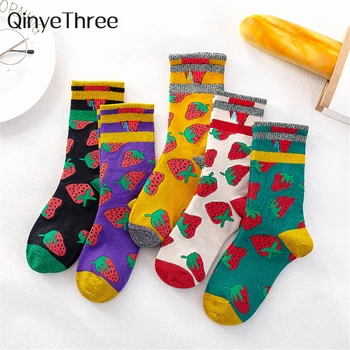 Cute women's cartoon fruit strawberry glitter striped mid tube cotton socks sweet art literary trendy harajuku street hipster
Cute women's cartoon fruit strawberry glitter striped mid tube cotton socks sweet art literary trendy harajuku street hipster