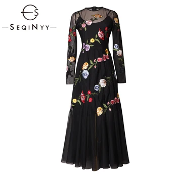 SEQINYY Black Midi Dress 2020 Summer Spring New Fashion Design Long Sleeve Sexy Mesh Colorful Flowers Embroidery Elegant Dress
SEQINYY Black Midi Dress 2020 Summer Spring New Fashion Design Long Sleeve Sexy Mesh Colorful Flowers Embroidery Elegant Dress
