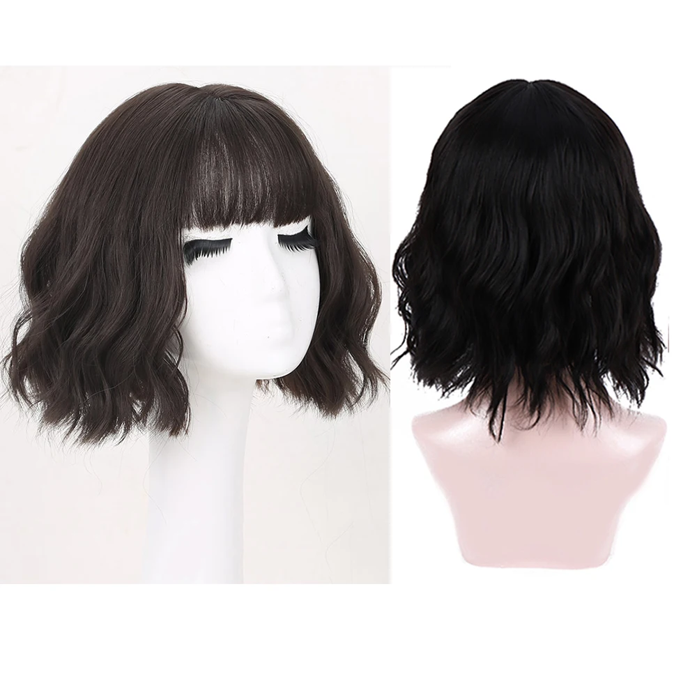 MANWEI Short Natural Wave Hair Synthetic Wigs with Neat Bangs for Women Pink Beige Brown 3 Colors for Choose
MANWEI Short Natural Wave Hair Synthetic Wigs with Neat Bangs for Women Pink Beige Brown 3 Colors for Choose