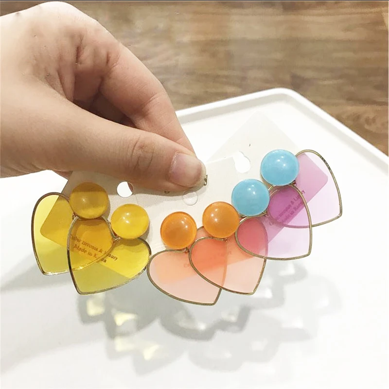 VIVILADY High Quality Silver Needle Acrylic Heart Women Drop Earrings Romantic Brand Colorful Transparent Chic Summer Brincos
VIVILADY High Quality Silver Needle Acrylic Heart Women Drop Earrings Romantic Brand Colorful Transparent Chic Summer Brincos