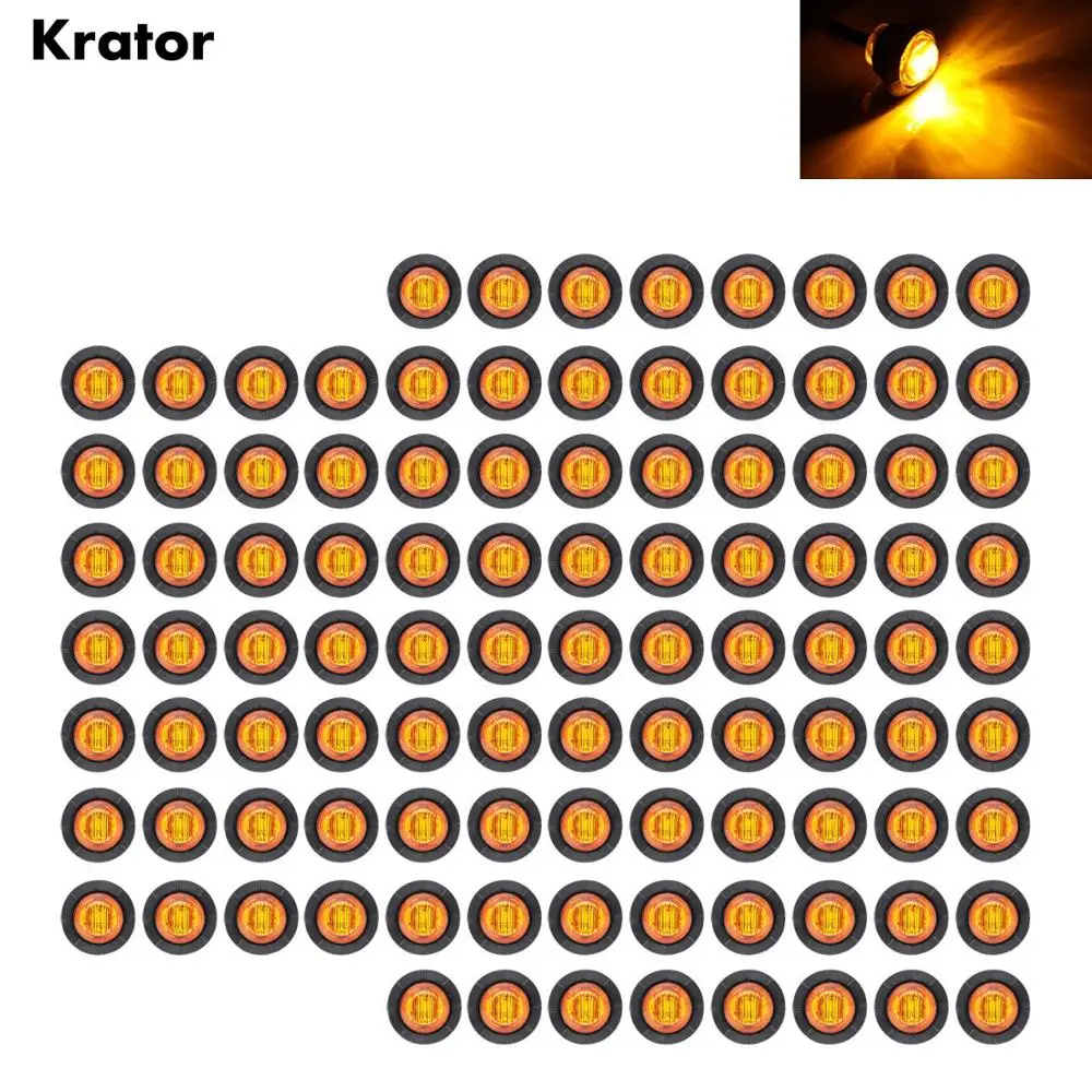 100PCS 3/4 INCH Round Amber LED Light Front Rear Side Marker Indicators Light for Truck Bus Trailer Caravan Boat Motocycle 12V
100PCS 3/4 INCH Round Amber LED Light Front Rear Side Marker Indicators Light for Truck Bus Trailer Caravan Boat Motocycle 12V