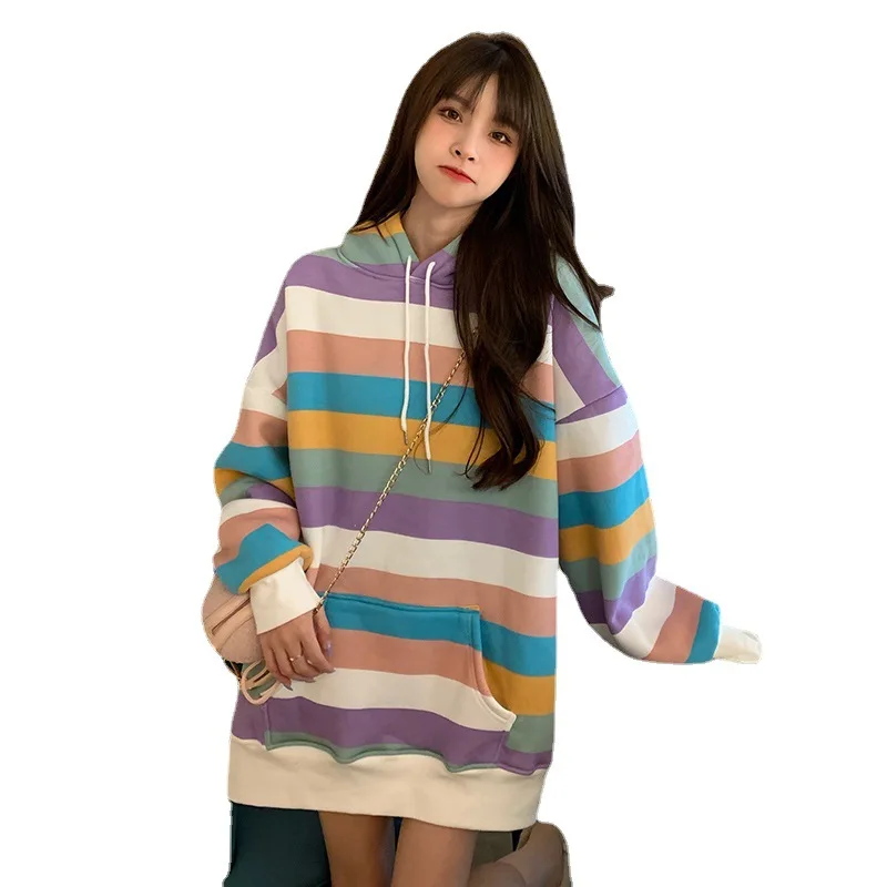 Plush Autumn And Winter Thickened Hooded Striped Sweater Women's Loose Korean Pullovers Women's Harajuku Style Wn*
Plush Autumn And Winter Thickened Hooded Striped Sweater Women's Loose Korean Pullovers Women's Harajuku Style Wn*