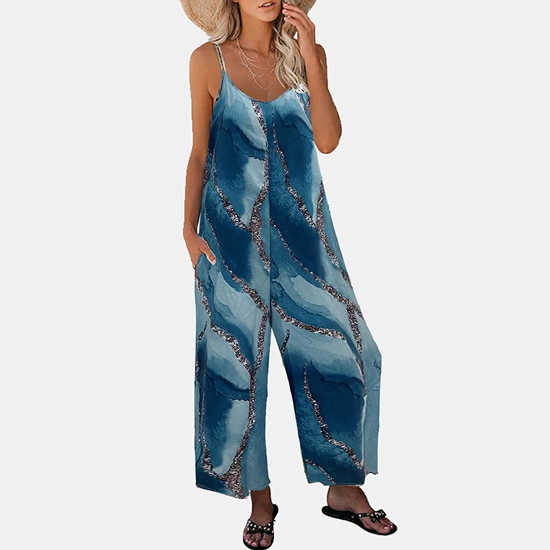Vintage Women's Wide Leg Jumpsuits 2021 Summer Ladies Sleeveless Sling Jumpsuit Female Casual Print Loose Rompers Street Wear
Vintage Women's Wide Leg Jumpsuits 2021 Summer Ladies Sleeveless Sling Jumpsuit Female Casual Print Loose Rompers Street Wear