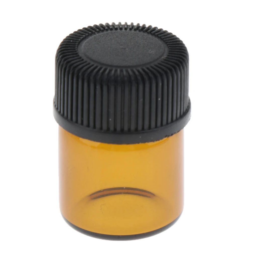 100 Pcs Essential Oil Amber Glass Vial with orifice 1-3ml Sample Dram bottle Thin Glass Small Amber Perfume Sample Test Bottle