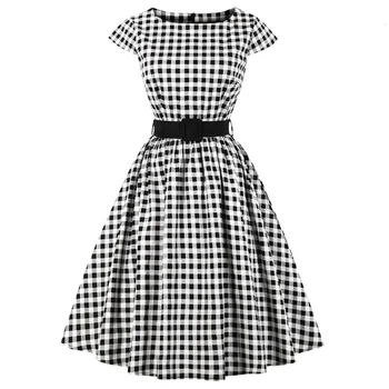 Leiouna Vintage A-Line Cotton Sleeve O-Neck Women Dress Rockabilly Plaid Elegant Dresses 2020 Summer Short Belted Party Dress
Leiouna Vintage A-Line Cotton Sleeve O-Neck Women Dress Rockabilly Plaid Elegant Dresses 2020 Summer Short Belted Party Dress