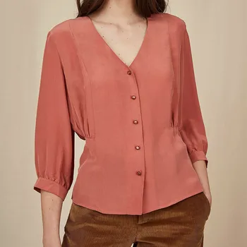 100% Silk Women Pink Blouse Tops beautiful soft ladies long sleeve V-neck single-breasted shirt and top for Spring Summer
100% Silk Women Pink Blouse Tops beautiful soft ladies long sleeve V-neck single-breasted shirt and top for Spring Summer