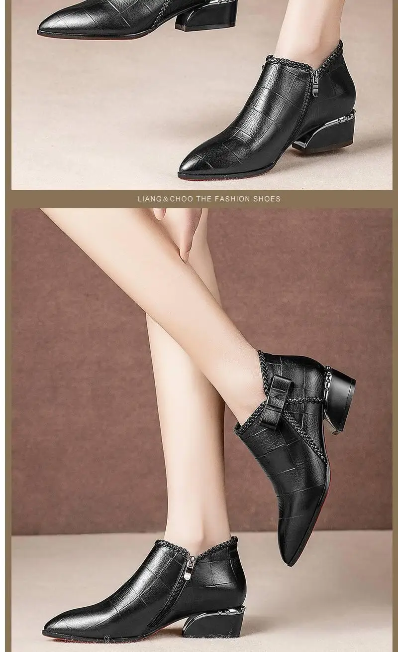 Pointed Toe Beige Square Heel Women Boots 2019 Fashion Butterfly-knot Ankle Boots Zipper PU Leather Rubber Zapatos Mujer Pointed Toe Beige Square Heel Women Boots 2019 Fashion Butterfly-knot Ankle Boots Zipper PU Leather Rubber Zapatos Mujer
