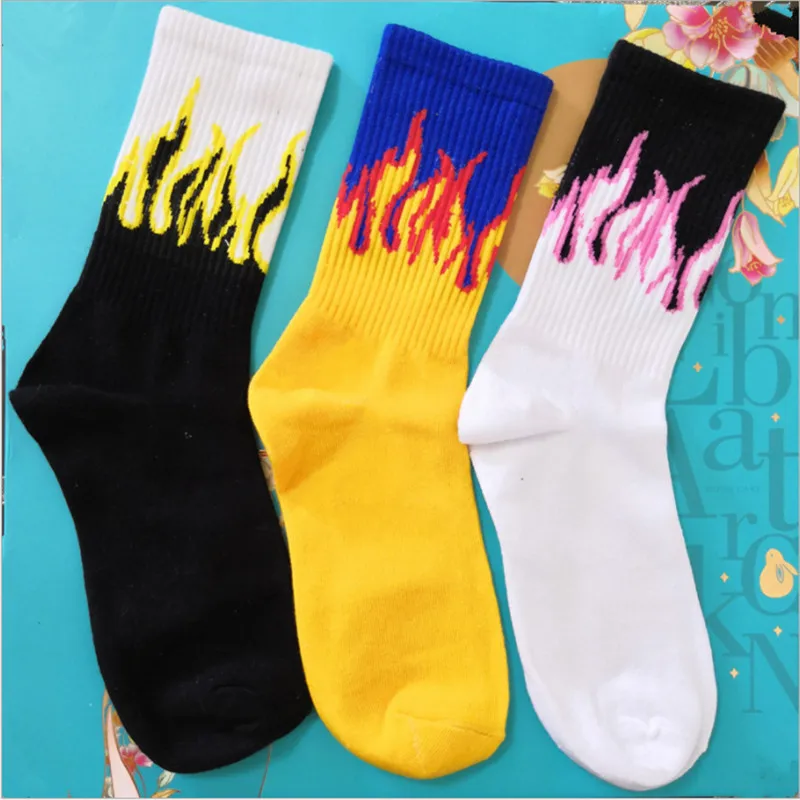 

New Socks INS Fashion Brand Harajuku Style Flame Stockings European and American Street Hip-hop Skateboard Sports Socks