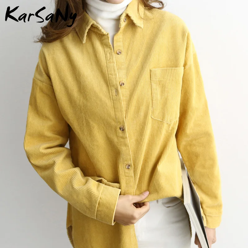 Vintage Shirts Women Long Sleaves Ladies Blouses Plus Size Corduroy Blouses Feminine Blouse Yellow Pocket Corduroy Shirt Women
Vintage Shirts Women Long Sleaves Ladies Blouses Plus Size Corduroy Blouses Feminine Blouse Yellow Pocket Corduroy Shirt Women