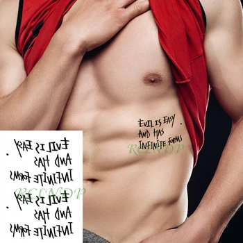 Waterproof Temporary Tattoo Sticker English Sentence "evil Is Easy and Has Infinite Forms" Flash Tatoo Fake Tatto for Women Men
Waterproof Temporary Tattoo Sticker English Sentence "evil Is Easy and Has Infinite Forms" Flash Tatoo Fake Tatto for Women Men