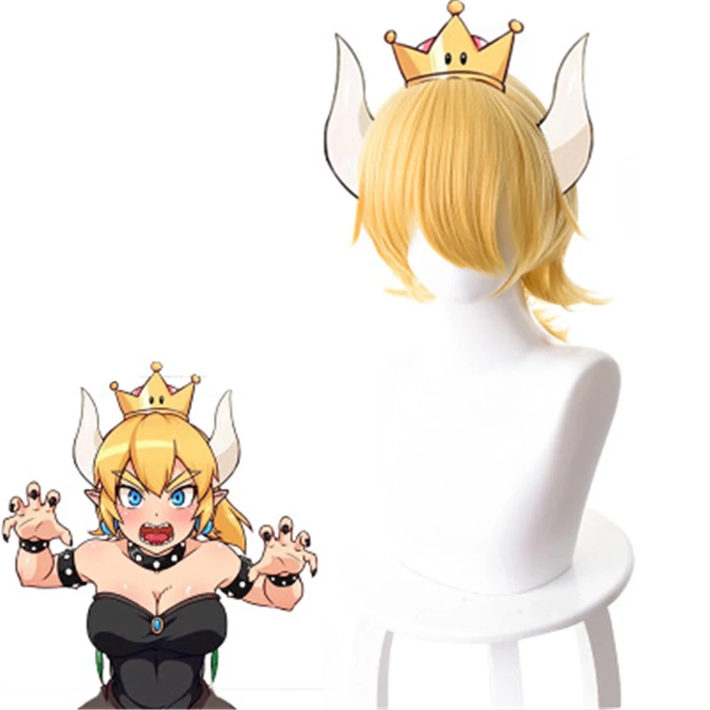 Anime Princess Bowsette Role Play Golden Ponytail Synthetic Hair Super Mario Peach Koopa Bowser Cosplay Wig Party Costume Wigs
Anime Princess Bowsette Role Play Golden Ponytail Synthetic Hair Super Mario Peach Koopa Bowser Cosplay Wig Party Costume Wigs