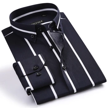 Men's Standard-fit Designer Smart Casual Dress Shirts Comfortable Cotton Long Sleeve Button-collar Contrast Bold Striped Shirt
Men's Standard-fit Designer Smart Casual Dress Shirts Comfortable Cotton Long Sleeve Button-collar Contrast Bold Striped Shirt