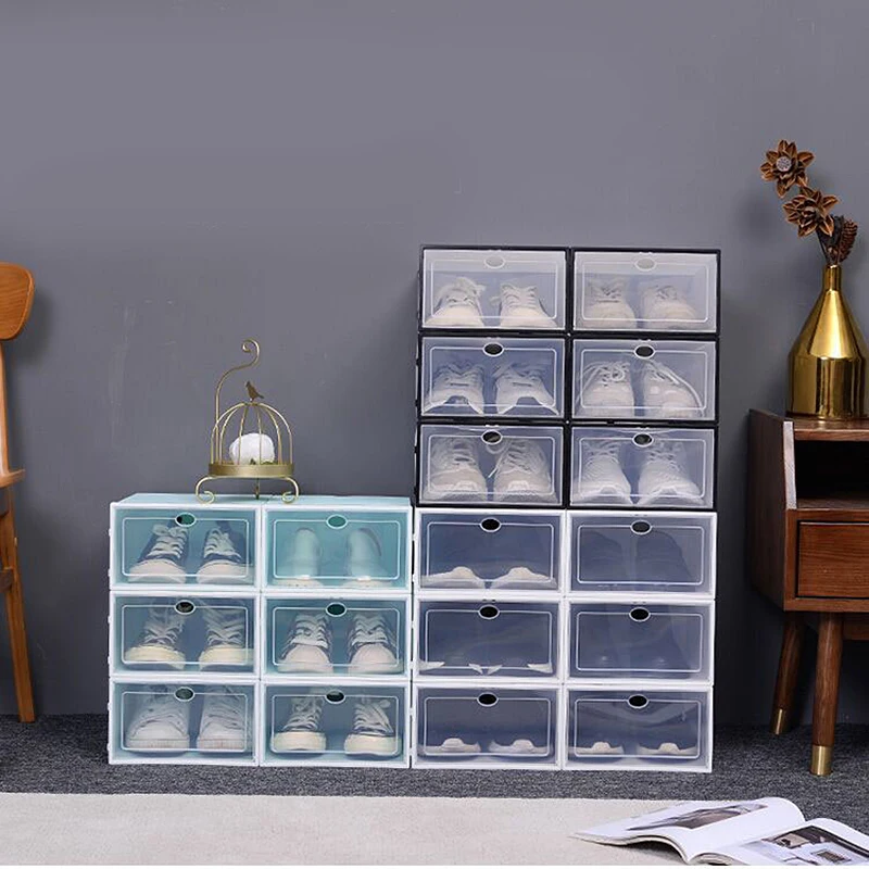 6Pcs Flip Shoes Box Thickened Transparent Drawer Shoes Storage Case Plastic Shoe Storage Boxes Stackable Rack Storage Organizer
6Pcs Flip Shoes Box Thickened Transparent Drawer Shoes Storage Case Plastic Shoe Storage Boxes Stackable Rack Storage Organizer