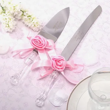 Personalized Lovely Rose Stainless Steel Serving Sets With Ribbons 
Personalized Lovely Rose Stainless Steel Serving Sets With Ribbons