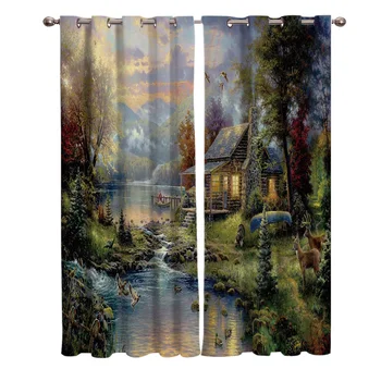 House Deer Forest Birds Sunset Boat Window Curtains Living Room Kitchen Curtains Left and Right Biparting Open Home Decor
House Deer Forest Birds Sunset Boat Window Curtains Living Room Kitchen Curtains Left and Right Biparting Open Home Decor